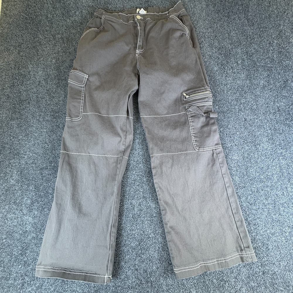 Rachel Paige‎ Cargo Pants Womens 28x27.5 Gray Cotton Stretch High Rise Wide Leg